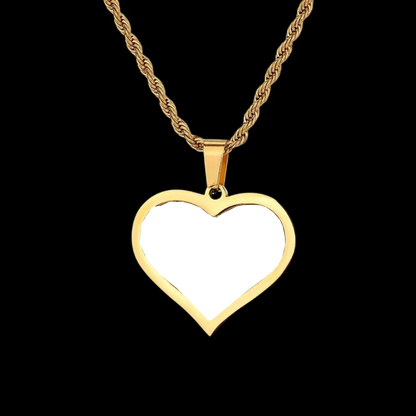 3D Customized Photo Stainless Steel Heart Pendant - 35mm