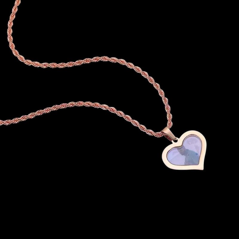 3D Customized Photo Stainless Steel Heart Pendant - 35mm