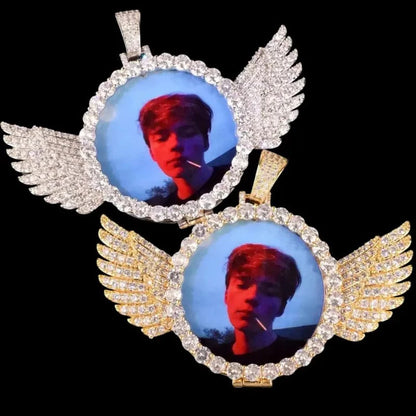 3D Customized Photo Wings Love Pendant