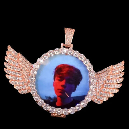 3D Customized Photo Wings Love Pendant