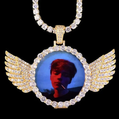 3D Customized Photo Wings Love Pendant