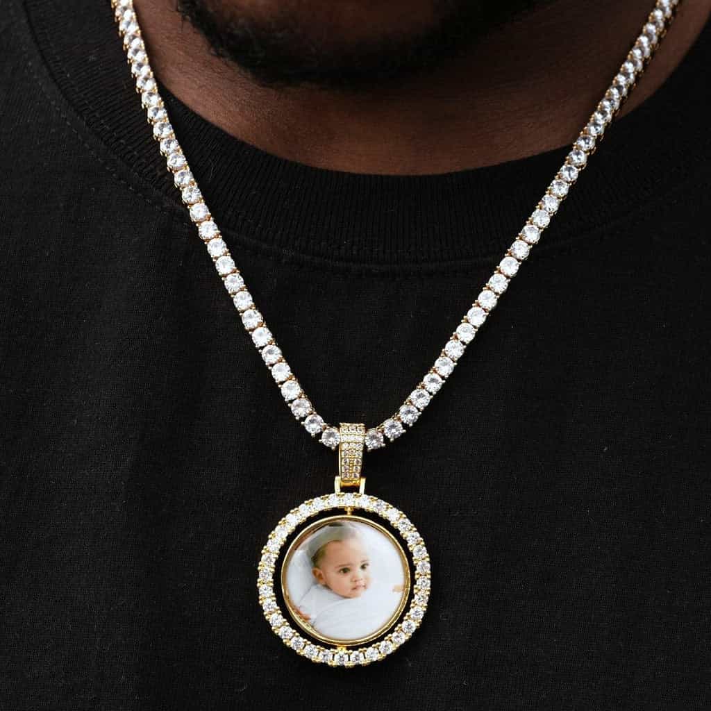 3D SPINNING 2-FACED CUSTOM PICTURE ROUND PENDANT