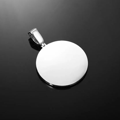 3D Custom Double-Row Diamond Photo Round Pendant - 40mm