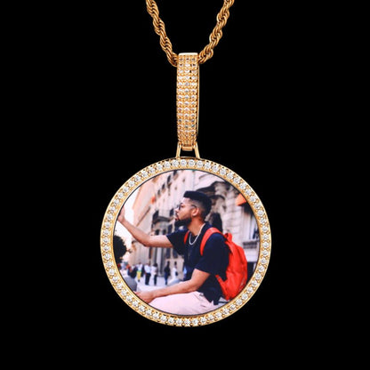 3D Large Buckle Solid Round Custom Photo Pendant - 45mm