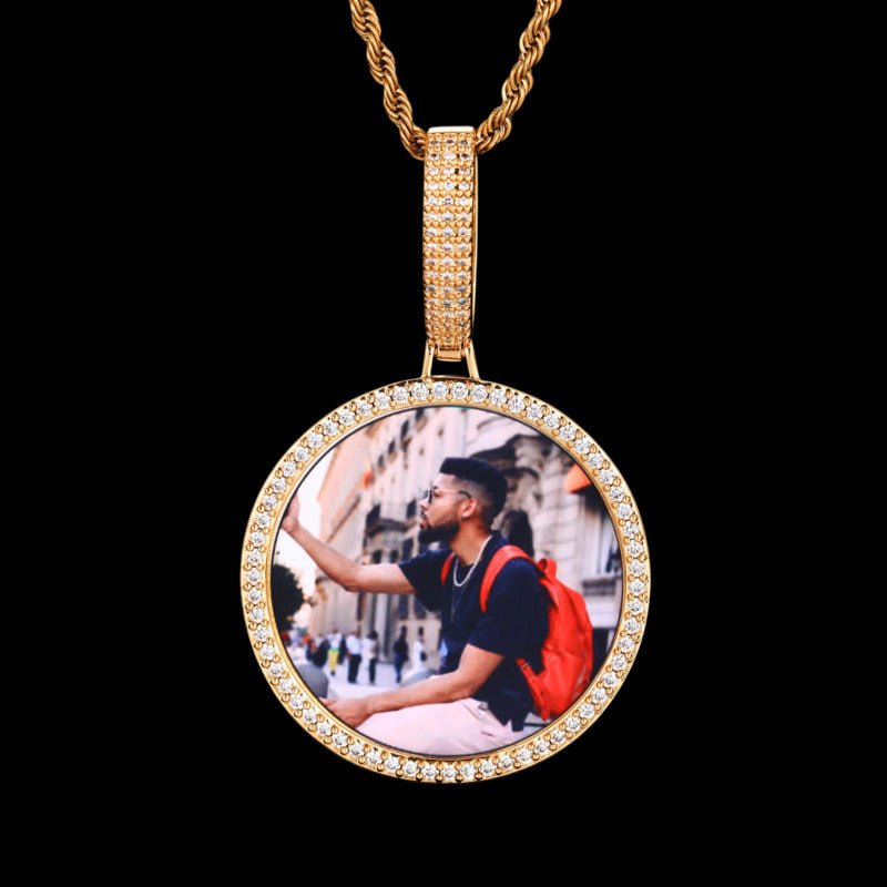 3D Large Buckle Solid Round Custom Photo Pendant - 45mm