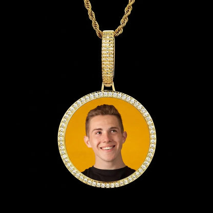 3D Large Buckle Solid Round Custom Photo Pendant - 45mm