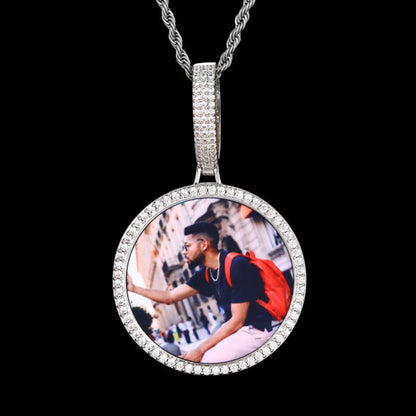 3D Large Buckle Solid Round Custom Photo Pendant - 45mm