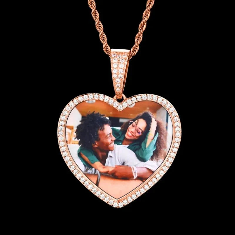 3D Large Solid Heart Custom Photo Pendant - 50mm