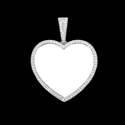 3D Large Solid Heart Custom Photo Pendant - 50mm