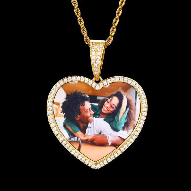 3D Large Solid Heart Custom Photo Pendant - 50mm
