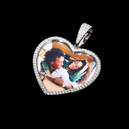 3D Large Solid Heart Custom Photo Pendant - 50mm