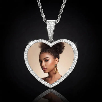 3D Large Solid Heart Custom Photo Pendant - 50mm