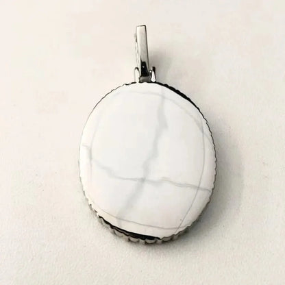 3D Oval Photo Diamond Iced-Out Pendant - 32mm
