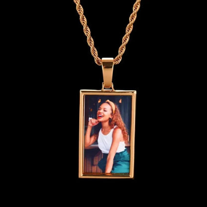 3D Rectangular Solid Custom Photo Pendant - 25mm