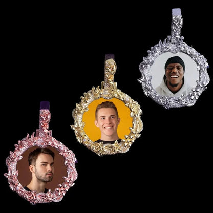 3D Rose’s Flower Custom Photo Round Pendant