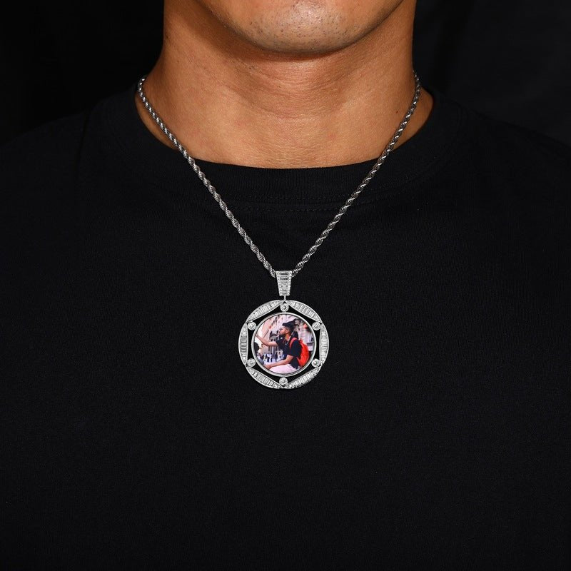 3D Round Hexagonal Solid Photo Custom Commemorative Pendant - 42mm