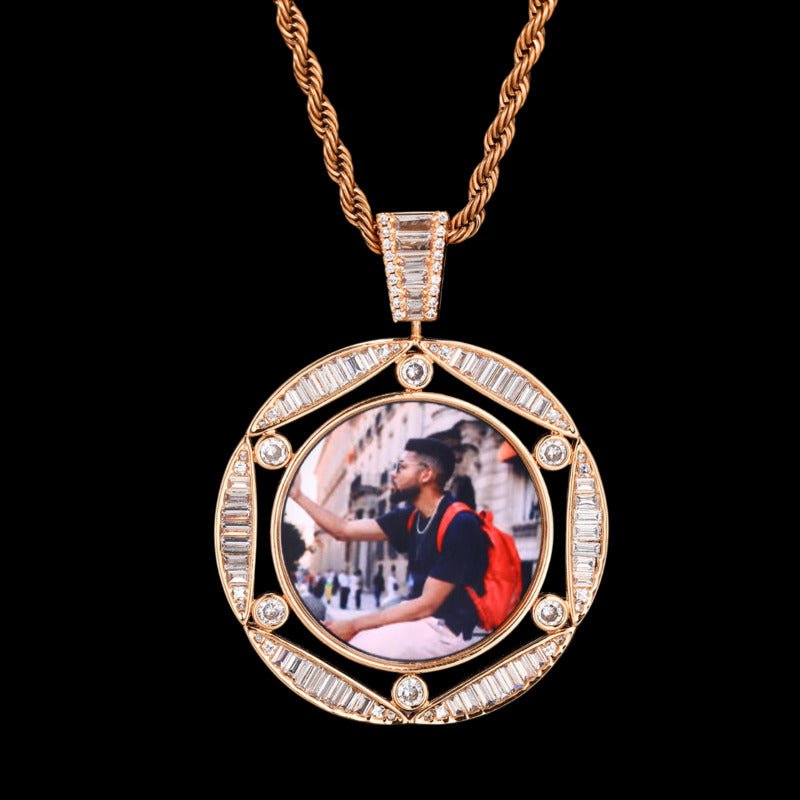 3D Round Hexagonal Solid Photo Custom Commemorative Pendant - 42mm