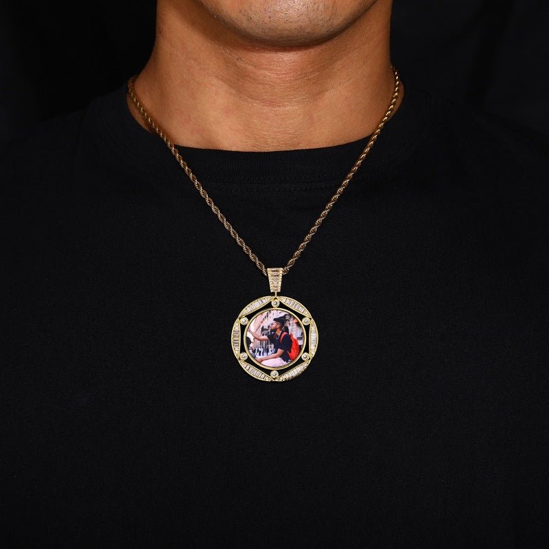 3D Round Hexagonal Solid Photo Custom Commemorative Pendant - 42mm