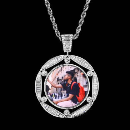 3D Round Hexagonal Solid Photo Custom Commemorative Pendant - 42mm