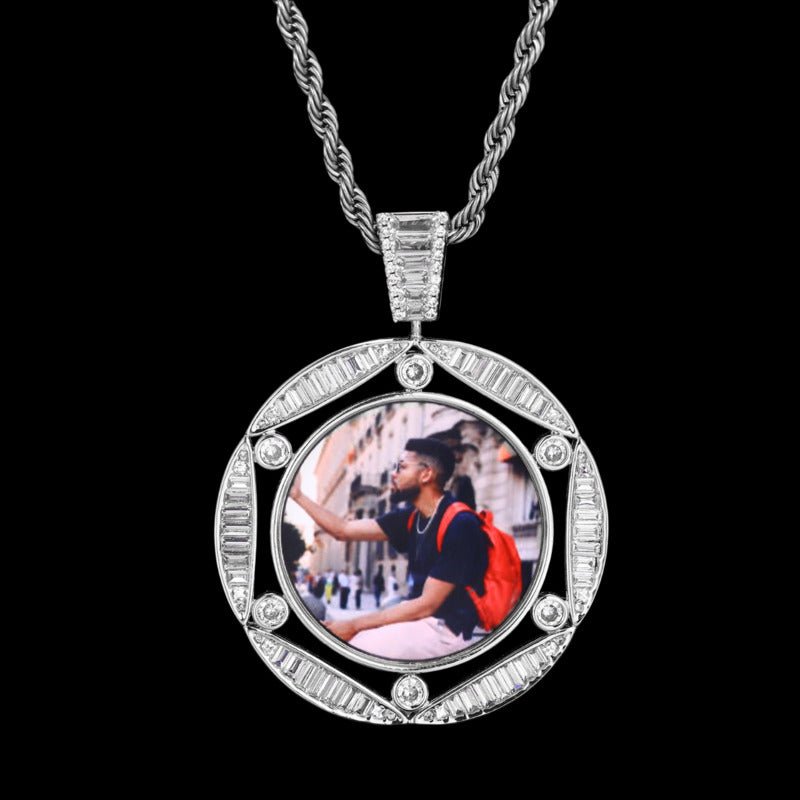3D Round Hexagonal Solid Photo Custom Commemorative Pendant - 42mm