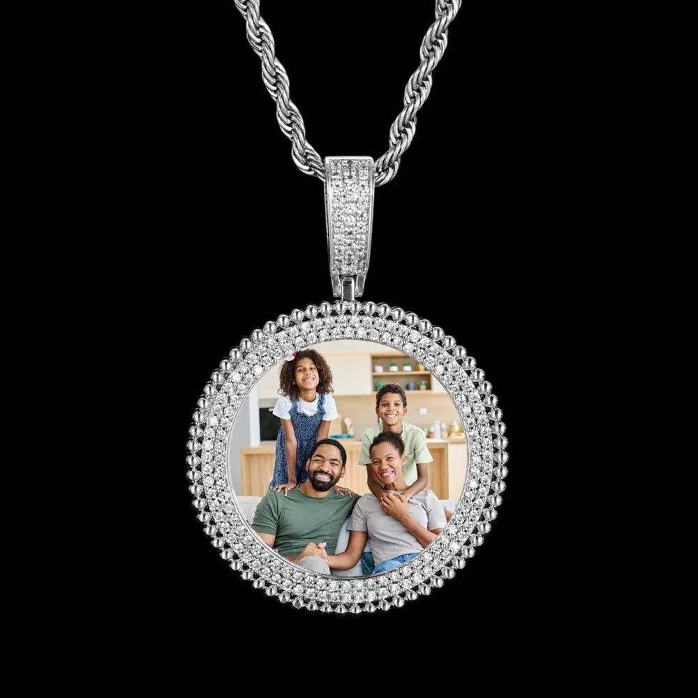 3D Round Solid Custom Photo Pendant - 37mm