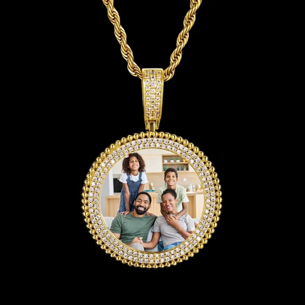 3D Round Solid Custom Photo Pendant - 37mm