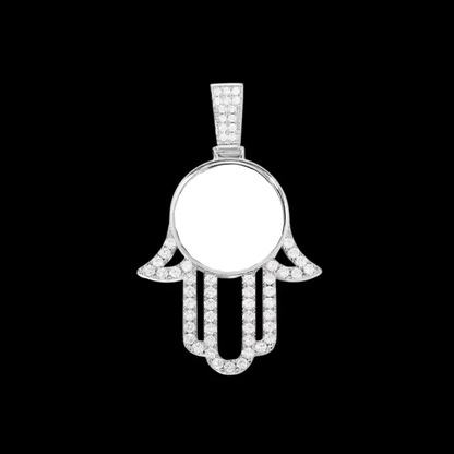 3D Round Solid Hand Custom Photo Pendant - 33mm