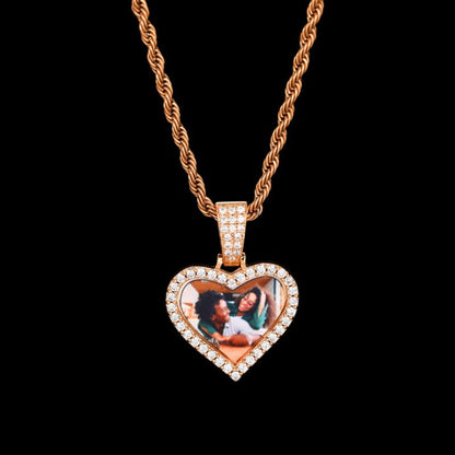 3D Small Solid Heart Photo Custom Commemorative Pendant - 25mm