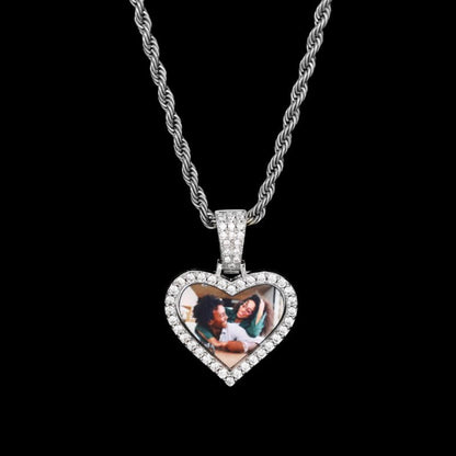 3D Small Solid Heart Photo Custom Commemorative Pendant - 25mm