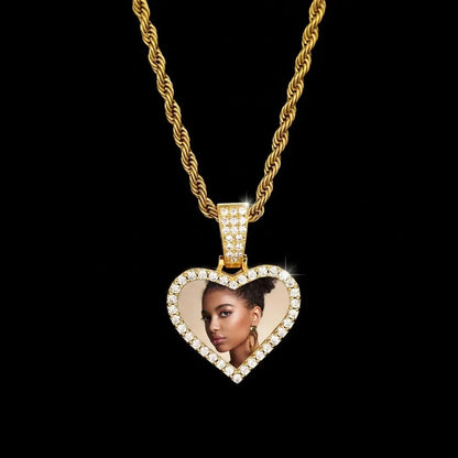 3D Small Solid Heart Photo Custom Commemorative Pendant - 25mm