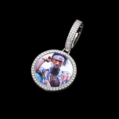 3D Small Solid Round Custom Photo Pendant - 35mm