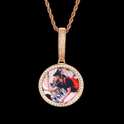 3D Small Solid Round Custom Photo Pendant - 35mm