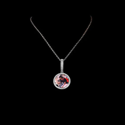 3D Small Solid Round Custom Photo Pendant - 35mm