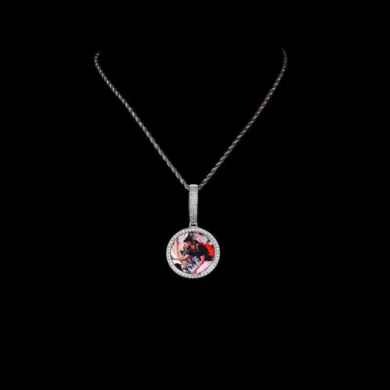 3D Small Solid Round Custom Photo Pendant - 35mm