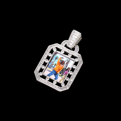 3D Solid Hollow Square Custom Photo Pendant - 30mm