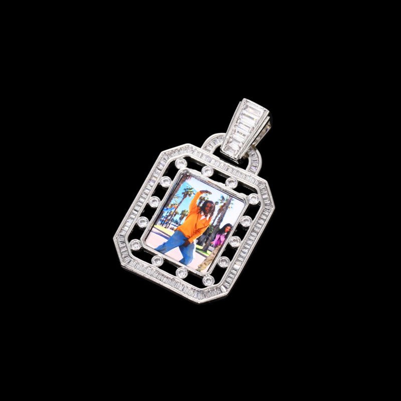 3D Solid Hollow Square Custom Photo Pendant - 30mm