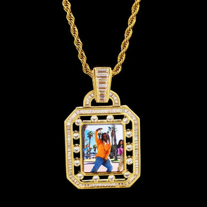 3D Solid Hollow Square Custom Photo Pendant - 30mm