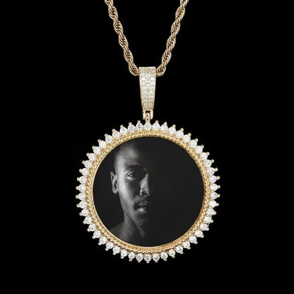 3D Solid Spiked Round Custom Photo Pendant - 48mm