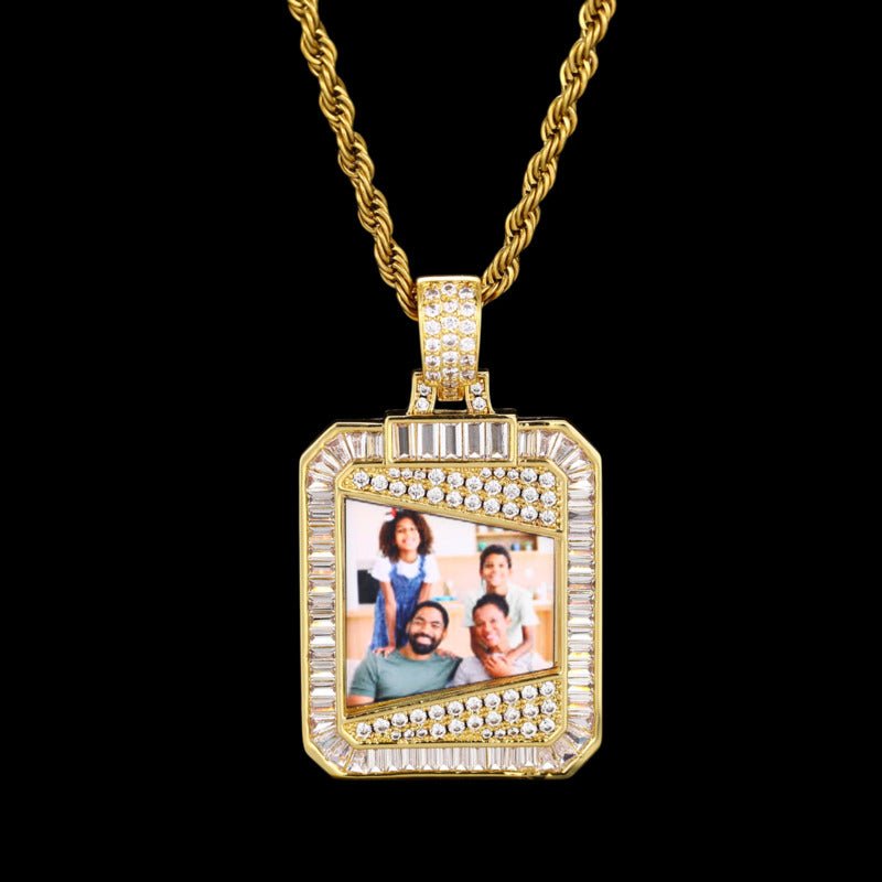 3D Solid Square Custom Photo Pendant - 28mm