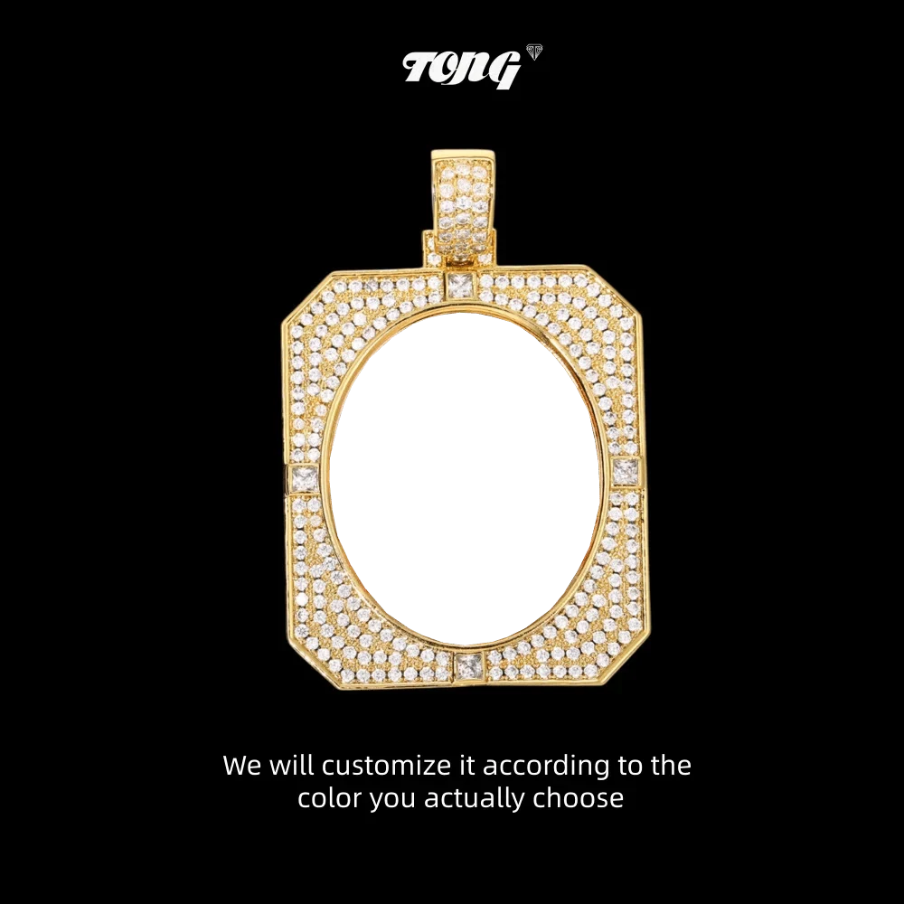 3D Solid Square Oval Custom Photo Pendant - 35mm