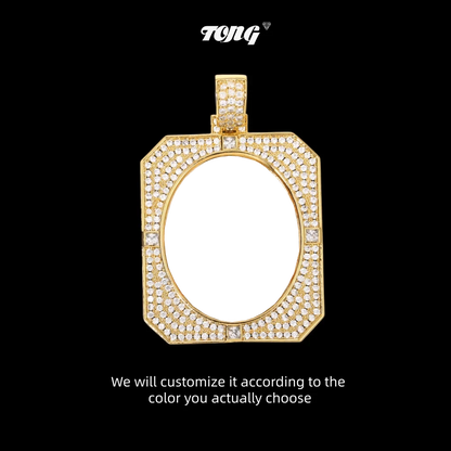 3D Solid Square Oval Custom Photo Pendant - 35mm