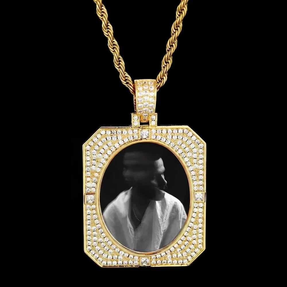 3D Solid Square Oval Custom Photo Pendant - 35mm