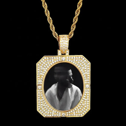 3D Solid Square Oval Custom Photo Pendant - 35mm