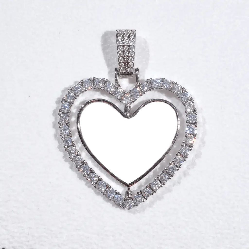 3D SPINNING 2-FACED HEART CUSTOM PICTURE PENDANT