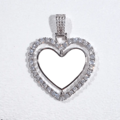 3D SPINNING 2-FACED HEART CUSTOM PICTURE PENDANT