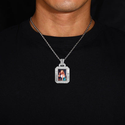 3D Square Solid Photo Custom Pendant - 30mm