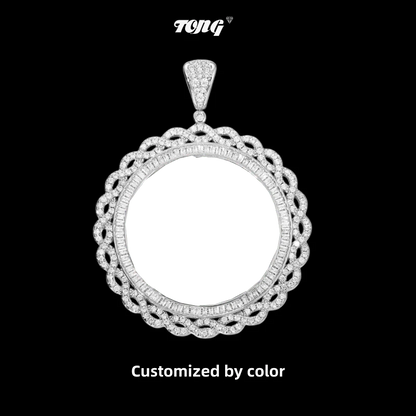 3D Vine Round Solid Photo Custom Commemorative Pendant - 45mm