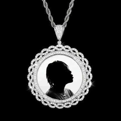 3D Vine Round Solid Photo Custom Commemorative Pendant - 45mm