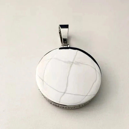 3D Wheat-Ear Double-Row Diamond Round Iced-Out Photo Pendant - 45mm