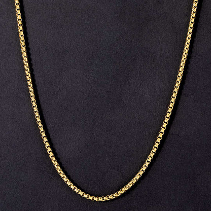 3mm Round Box Chain in Gold